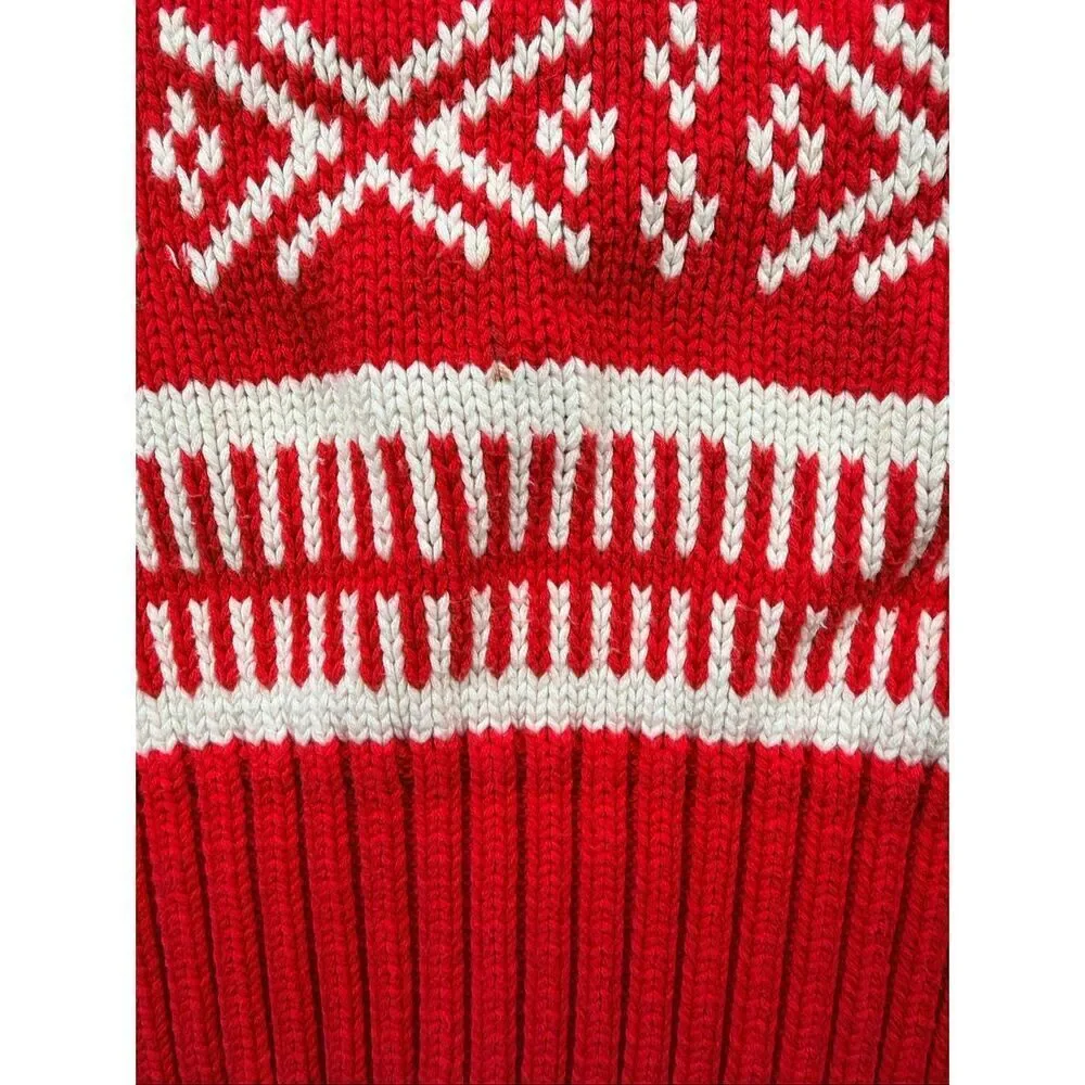 Vintage Gap Sweater Mens Large Pullover Red Nordic Grandpa Snow Flake Vintage